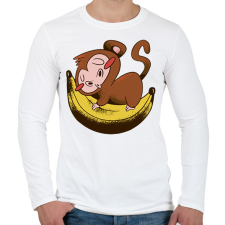 PRINTFASHION Majom banánon - Férfi hosszú ujjú póló - Fehér férfi póló