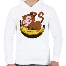 PRINTFASHION Majom banánon - Férfi kapucnis pulóver - Fehér