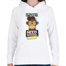 PRINTFASHION Majom - banánt akar - Női kapucnis pulóver - Fehér női pulóver, kardigán