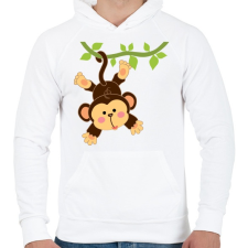 PRINTFASHION Majom - Férfi kapucnis pulóver - Fehér férfi pulóver, kardigán