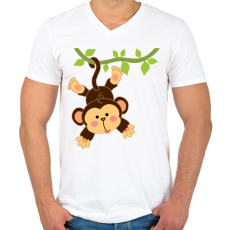 PRINTFASHION Majom - Férfi V-nyakú póló - Fehér