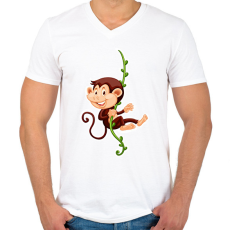 PRINTFASHION Majom - Férfi V-nyakú póló - Fehér