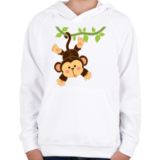 PRINTFASHION Majom - Gyerek kapucnis pulóver - Fehér