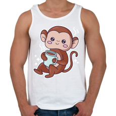 PRINTFASHION Majom kávéval - Férfi atléta - Fehér