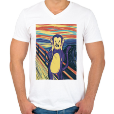 PRINTFASHION Majom sikoly - Férfi V-nyakú póló - Fehér férfi póló