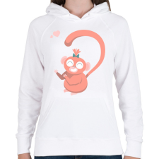 PRINTFASHION Majom szív - női - Női kapucnis pulóver - Fehér női pulóver, kardigán