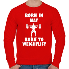PRINTFASHION Májusban születve - súlyemelésre születve - Férfi pulóver - Piros