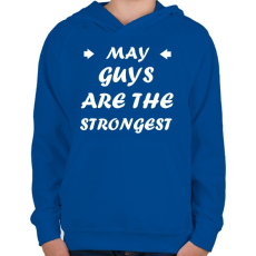 PRINTFASHION Májusi férfiak a legerősebbek - Gyerek kapucnis pulóver - Királykék