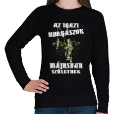 PRINTFASHION Májusi horgász - Női pulóver - Fekete