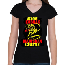 PRINTFASHION Májusi Kobra - Női V-nyakú póló - Fekete női póló