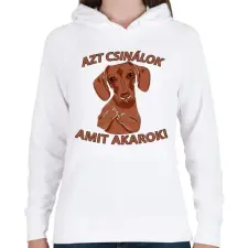 PRINTFASHION Makacs Tacskó - Női kapucnis pulóver - Fehér női pulóver, kardigán
