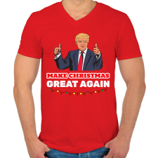 PRINTFASHION MAKE CHRISTMAS GREAT AGAIN - Férfi V-nyakú póló - Piros férfi póló
