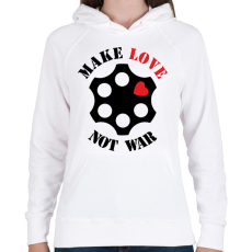 PRINTFASHION make love not war - Női kapucnis pulóver - Fehér