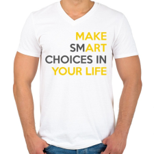 PRINTFASHION MAKE smART - Férfi V-nyakú póló - Fehér férfi póló