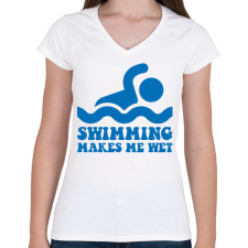 PRINTFASHION Makes me wet - Női V-nyakú póló - Fehér női póló