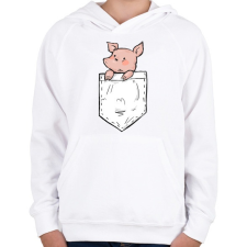 PRINTFASHION Malac zsebben - Gyerek kapucnis pulóver - Fehér gyerek pulóver, kardigán