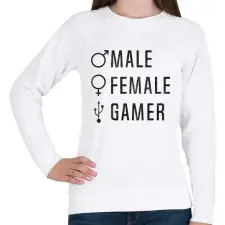 PRINTFASHION Male-Female-Gamer - Női pulóver - Fehér női pulóver, kardigán