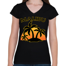 PRINTFASHION Malibu - Női V-nyakú póló - Fekete női póló