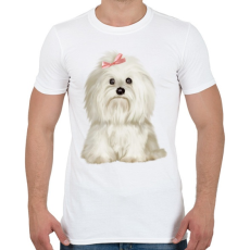 PRINTFASHION Máltai selyemkutyás póló - Férfi póló - Fehér