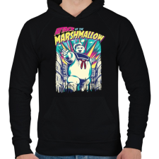 PRINTFASHION Mályvacukros támadás - Férfi kapucnis pulóver - Fekete férfi pulóver, kardigán