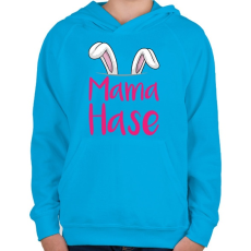 PRINTFASHION Mama Hase - Gyerek kapucnis pulóver - Azúrkék