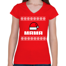 PRINTFASHION MAMA - Női V-nyakú póló - Piros