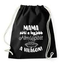 PRINTFASHION Mama süti a legjobb almáspitét a világon! - Sportzsák, Tornazsák - Fekete tornazsák