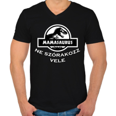 PRINTFASHION MAMASAURUS - Férfi V-nyakú póló - Fekete