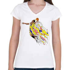 PRINTFASHION Mamba Dunk - Női V-nyakú póló - Fehér