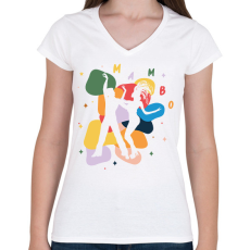 PRINTFASHION Mambo - Női V-nyakú póló - Fehér