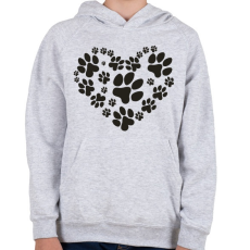 PRINTFASHION mancs szív fekete - Gyerek kapucnis pulóver - Sport szürke