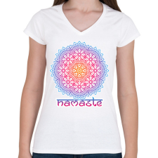 PRINTFASHION Mandala - Női V-nyakú póló - Fehér női póló