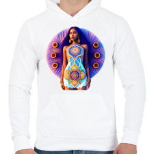 PRINTFASHION Mandala ruhás lány - Férfi kapucnis pulóver - Fehér férfi pulóver, kardigán