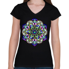 PRINTFASHION mandalas - Női V-nyakú póló - Fekete női póló