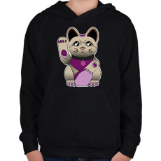 PRINTFASHION maneki neko - Gyerek kapucnis pulóver - Fekete