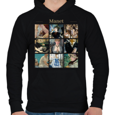 PRINTFASHION Manet - részleket - Férfi kapucnis pulóver - Fekete