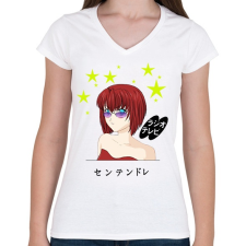 PRINTFASHION manga1 - Női V-nyakú póló - Fehér női póló