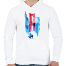 PRINTFASHION Manhattan Bridge - Férfi kapucnis pulóver - Fehér