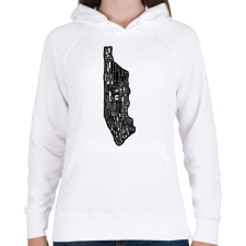 PRINTFASHION Manhattan - Női kapucnis pulóver - Fehér női pulóver, kardigán