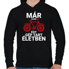 PRINTFASHION Már csak egy gép tart életben - Kerékpáros - Férfi kapucnis pulóver - Fekete férfi pulóver, kardigán