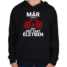 PRINTFASHION Már csak egy gép tart életben - Kerékpáros - Gyerek kapucnis pulóver - Fekete gyerek pulóver, kardigán