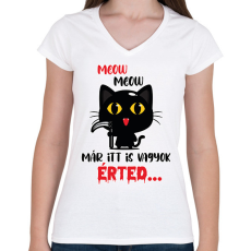 PRINTFASHION Már itt is vagyok - Női V-nyakú póló - Fehér