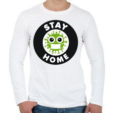 PRINTFASHION Maradj otthon!  - Férfi hosszú ujjú póló - Fehér férfi póló