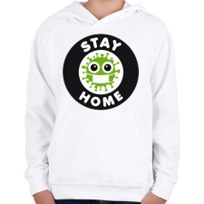 PRINTFASHION Maradj otthon!  - Gyerek kapucnis pulóver - Fehér gyerek pulóver, kardigán