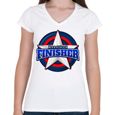 PRINTFASHION MARATHON FINISHER 2 - Női V-nyakú póló - Fehér női póló
