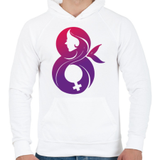 PRINTFASHION Március 8 - Férfi kapucnis pulóver - Fehér férfi pulóver, kardigán