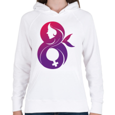PRINTFASHION Március 8 - Női kapucnis pulóver - Fehér