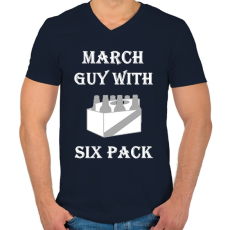 PRINTFASHION Márciusban született kockás hasú 2 - Férfi V-nyakú póló - Sötétkék