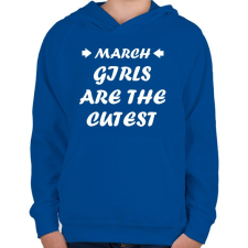 PRINTFASHION Márciusi csajok a legcukibbak - Gyerek kapucnis pulóver - Királykék gyerek pulóver, kardigán