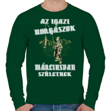 PRINTFASHION Márciusi horgász - Férfi pulóver - Sötétzöld